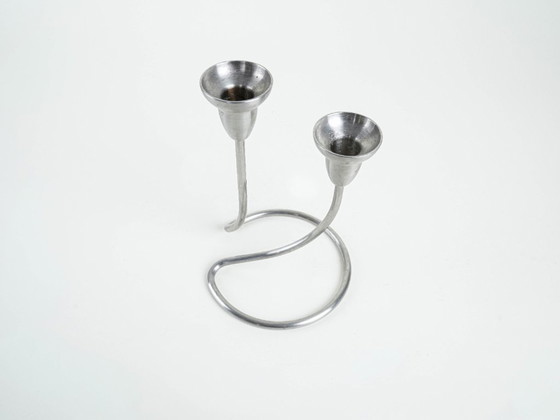 Image 1 of Stahlkerzenständer, dänisches Design, 1970er Jahre, hergestellt von Georg Jensen