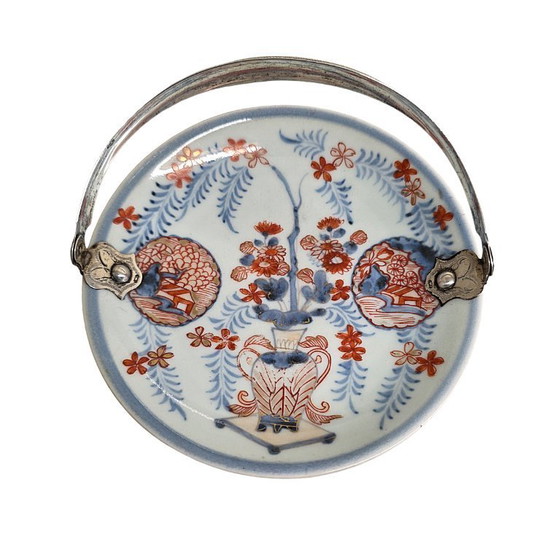 Image 1 of Plat japonais ancien à anse en argent, XVIIIe/XIXe siècle