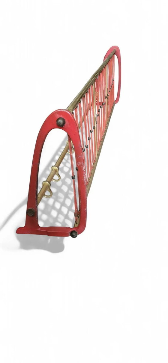 Vintage 1960s coat rack, Metal, Red (photo 6 of 7)
