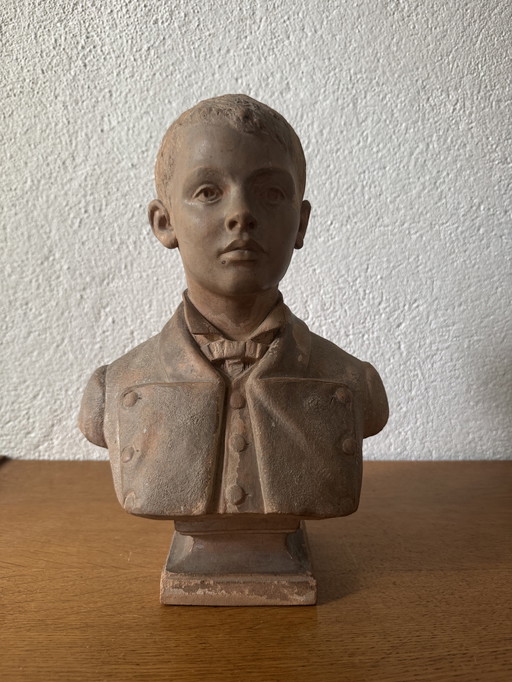 Paul Berthet 19th century terracotta bust of a young boy