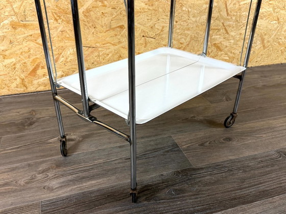 Image 1 of 1960s/70s Serving Trolley/Dinette Side Table, Space Age Design, Chrome/White