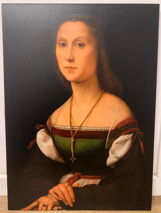 Raphael (Raffaello Sanzio) "La Muta" (Portret van een jonge vrouw) – 1:1 Museumkwaliteit Print op stijf paneel (64x48 cm)