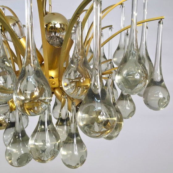 Lustre Palwa Teardrop Murano Années 60 Mid Century – Brass, Murano Glass (photo 5 of 7)