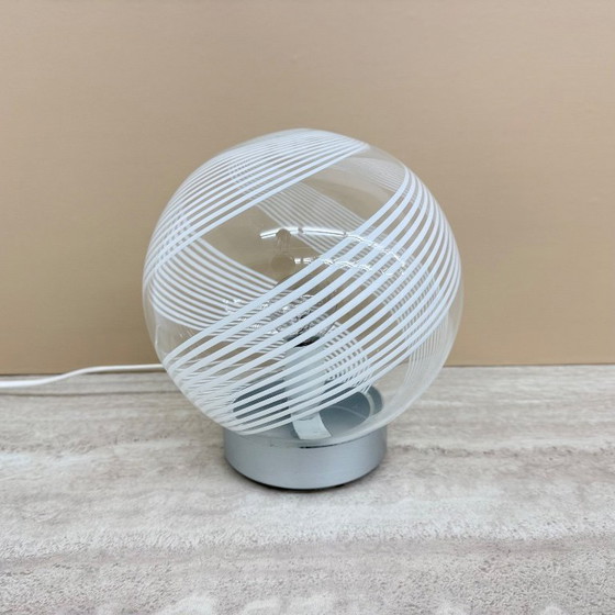 Image 1 of Lámpara de mesa de cristal con diseño en espiral de mediados de siglo, década de 1970, Italia