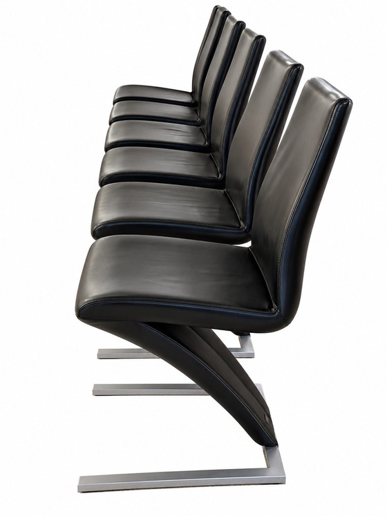 6 Rolf Benz 7800 Dining chairs, Leather, Metal, Black (photo 4 of 8)