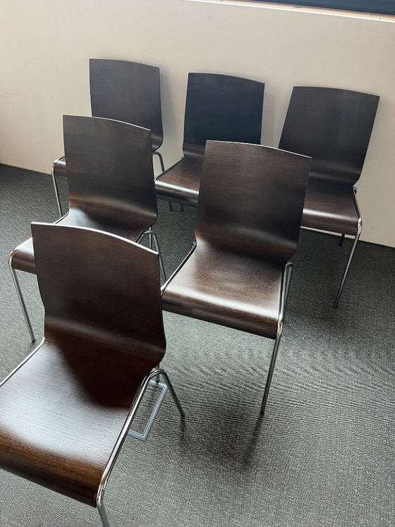 Image 1 of Set aus 6 Calligaris-Stühlen aus gebogenem Holz