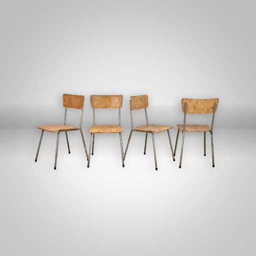 Set van 4 vintage stoelen, jaren 60, Tsjechoslowakije – eetkamerstoelen, Wood