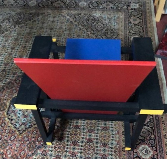Image 1 of Rietveld-Stuhl, Nachbau, Rot und Blau