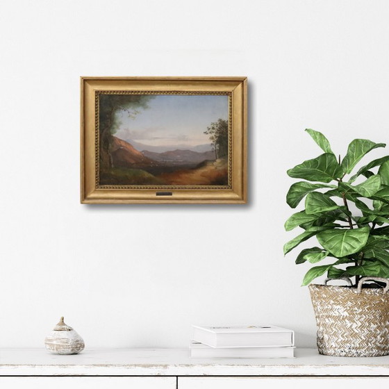 Image 1 of Panoramic View of Naples, Oil Painting on Canvas, Italy 19th Century