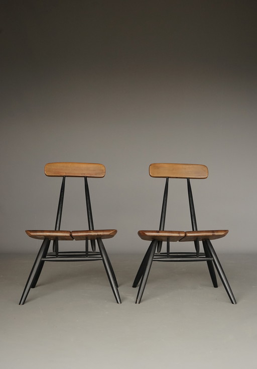 Chaises longues Pirkka par Ilmari Tapiovaara pour Laukaan Puu. Ensemble de 2