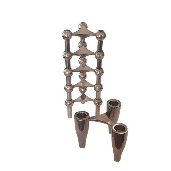 Image 1 of Mid-Century Modular Candleholders Set by Fritz Nagel for BMF, Set of 6
