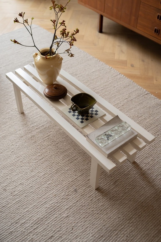 White metal slatted bench, Coffee tables, Modern (photo 8 of 12)