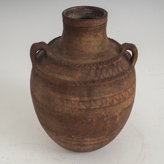 Primitive Terracotta Vessel With Hand-Painted Geometric Details – Vases, Ceramic (photo 4 of 12)