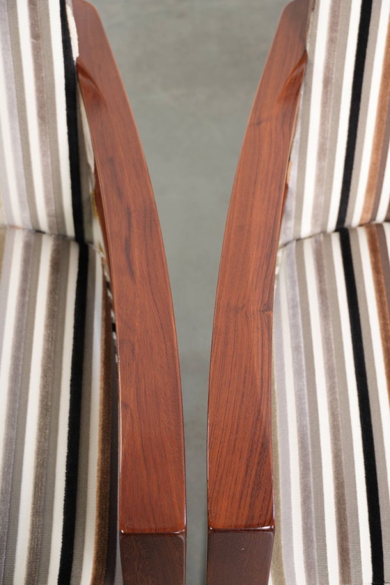 Image 1 of 4 sillas de comedor exclusivas de diseño Art Déco de Schuitema, pertenecientes a la serie Decoforma, con tapicería de tela de lu