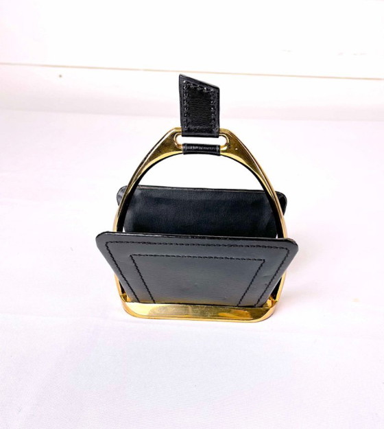 Image 1 of Portalettere in pelle e ottone di Maison Longchamps, metà secolo, Francia