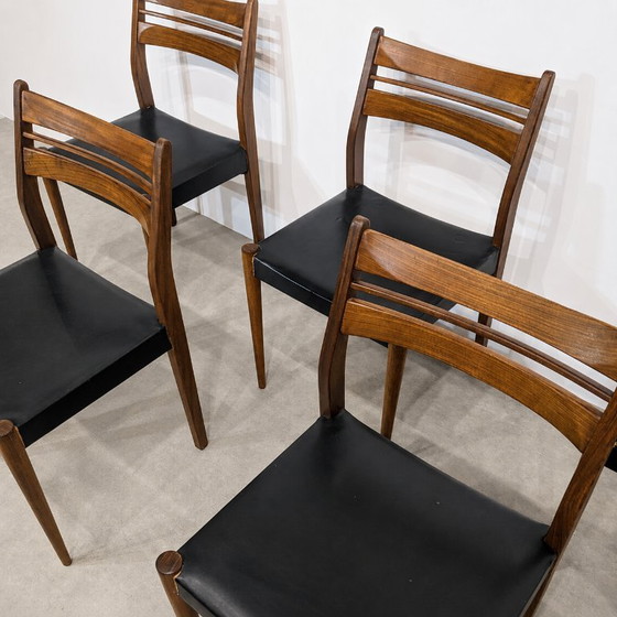 Image 1 of Set van zes Scandinavische vintage teakhouten stoelen uit de jaren 60.