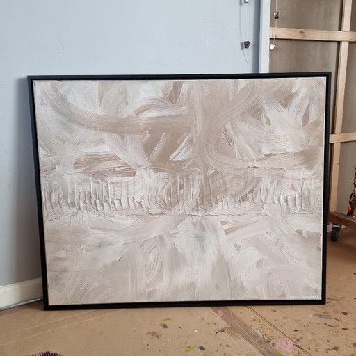 Frances Eckhardt - 80x100 cm hand-painted minimalist art modern abstract painting beige