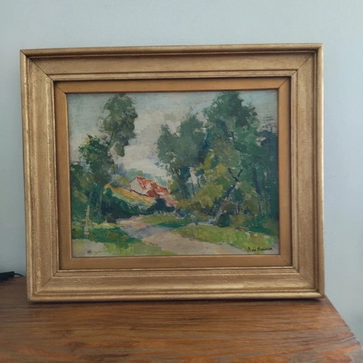 Tableau impressionnisme. Auguste De Roisin né en Belgique en 1889.