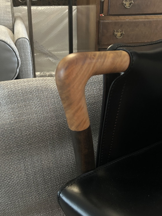 Image 1 of Giorgetti progetti Wing fauteuil leer 