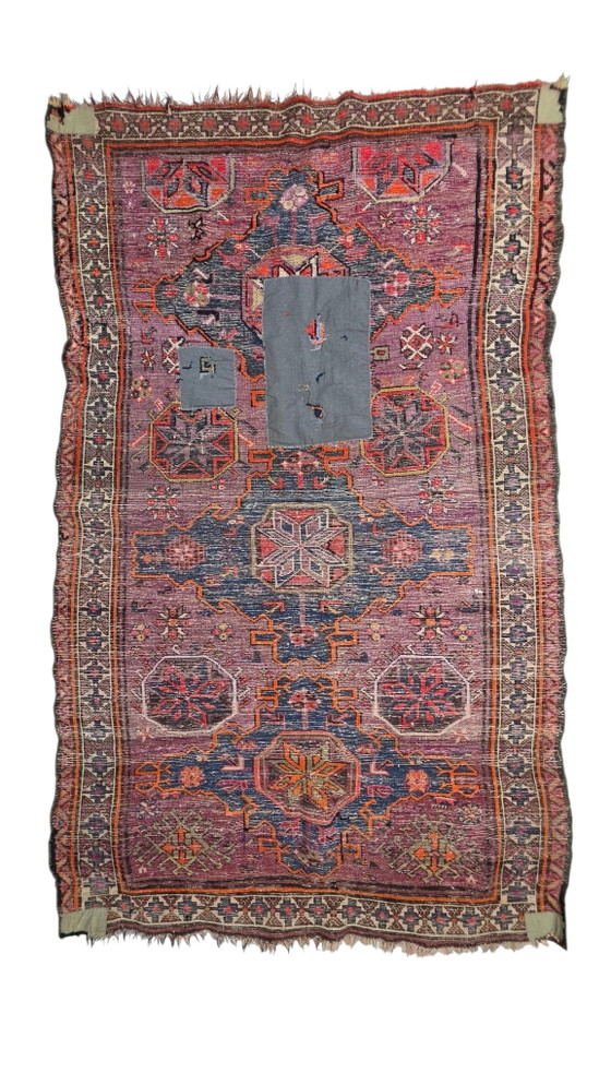 Image 1 of Handgeknoopt oosters wol antiek Kaukas Kazak tapijt nomad 122x195cm