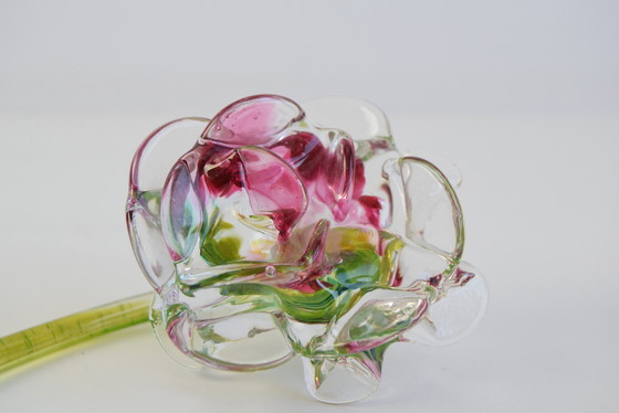 Image 1 of Rosenskulptur aus mundgeblasenem Glas, Tschechoslowakei, 1970er Jahre