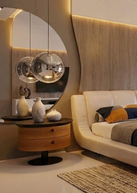 Image 1 of Pair of Postmodern Italian Nightstands by EmmeBi – 360° Rotating Drawers – 1980s