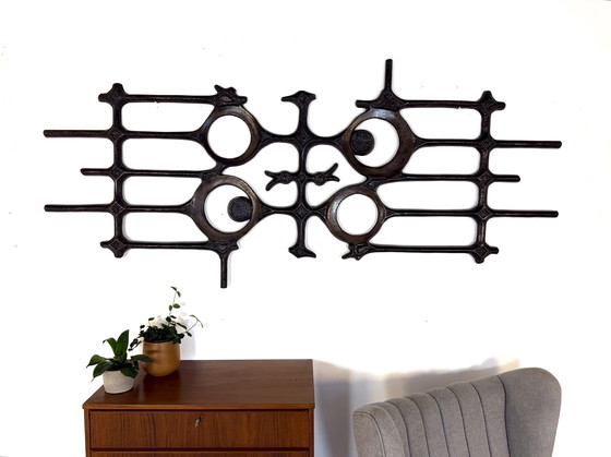 Image 1 of Vintage XL Brutalistisch wandsculptuur ‘70