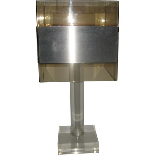 Vintage plexiglass and aluminium lamp, 1970s