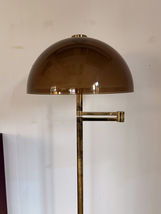 Vintage brass mushroom floor lamp, Swisslamps '70s