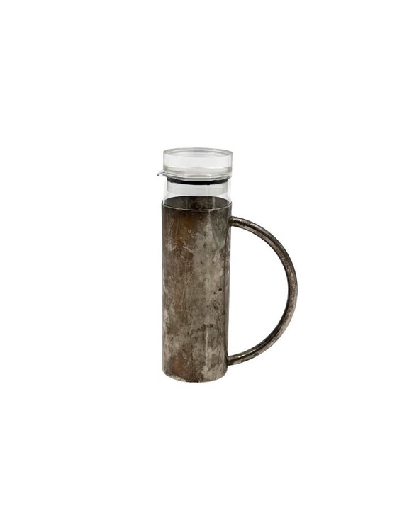 Image 1 of Huilier moderne en métal argenté et verre mod. Vigne à huile, Lino Sabattini Italie années 1970