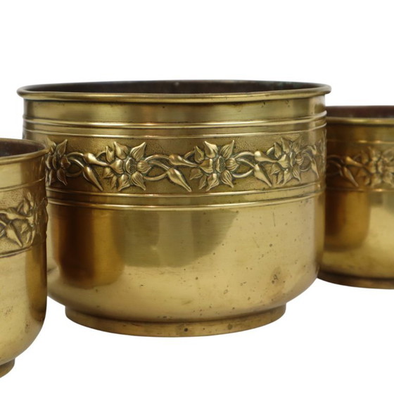 Oude Messing Repoussé Bloembakken Unis Paris – Plantenbak, Brass (photo 6 of 18)