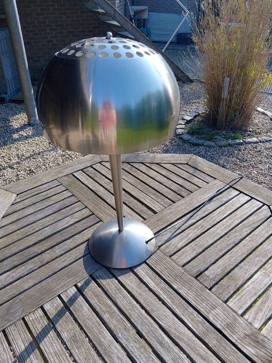 Image 1 of Modern mushroom table lamp in chrome, space age inspiration