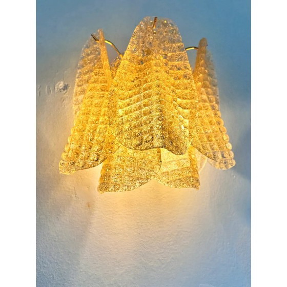 Image 1 of Sculptural Gold “Granigli” “Rondini” Murano Glass Wall Lamps in Modern Style