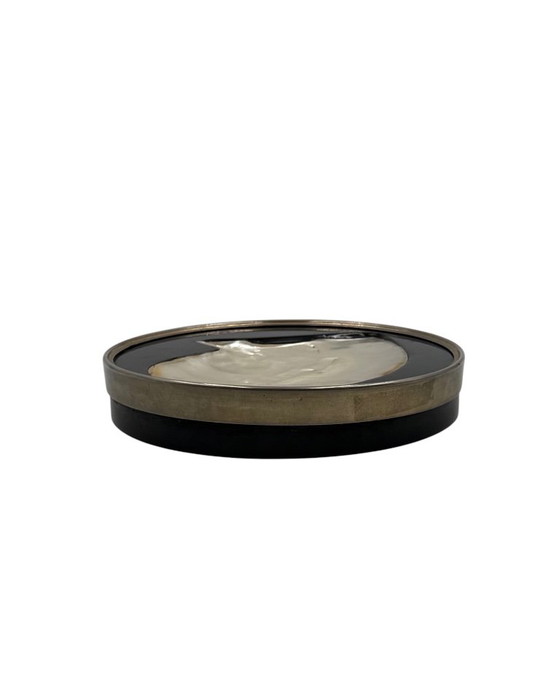 Hollywood regency shell vide poche, Italy 1970, Decorative Objects, Metal, Other, Black, Mid Century Modern (photo 9 of 13)