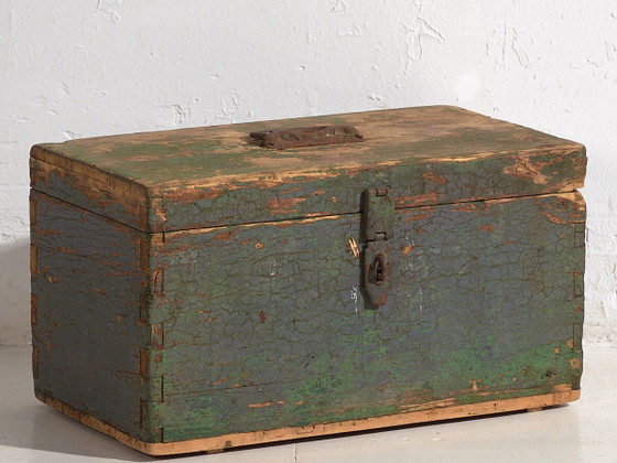 Cassa militare antica con patina verde (c.1910) #67 – Armadi contenitori, Rustic (photo 2 of 39)