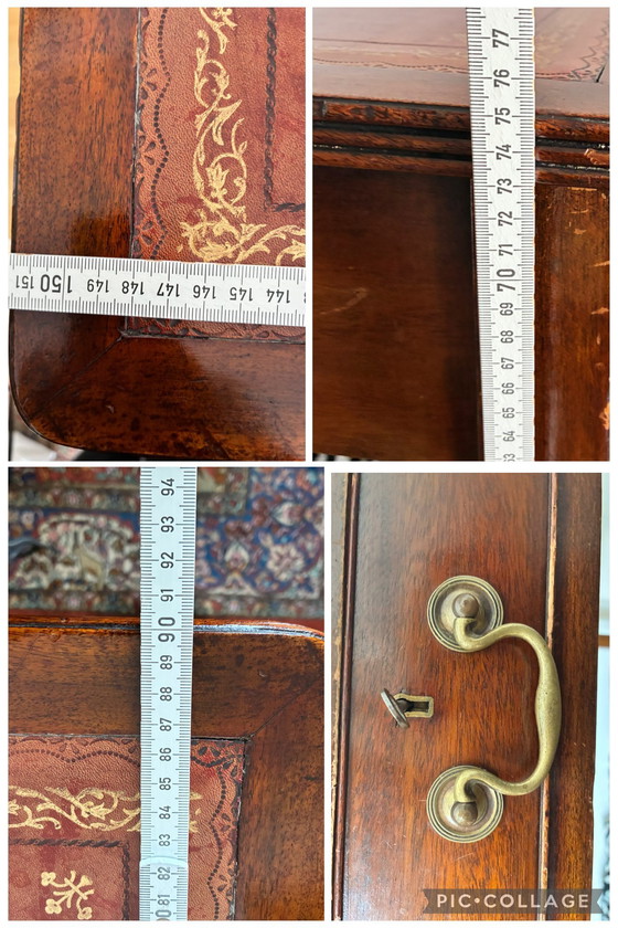 Image 1 of Mahogany pedestal desk, handmade in Victorian style