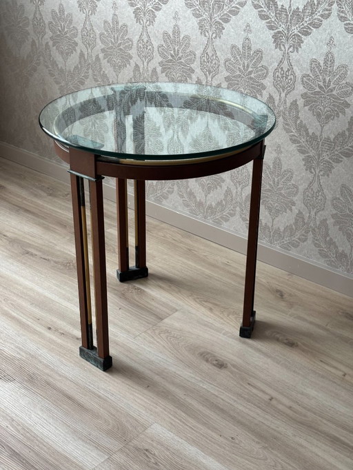 Stilvoller Art Deco Beistelltisch - Glas, Metall mit Patina