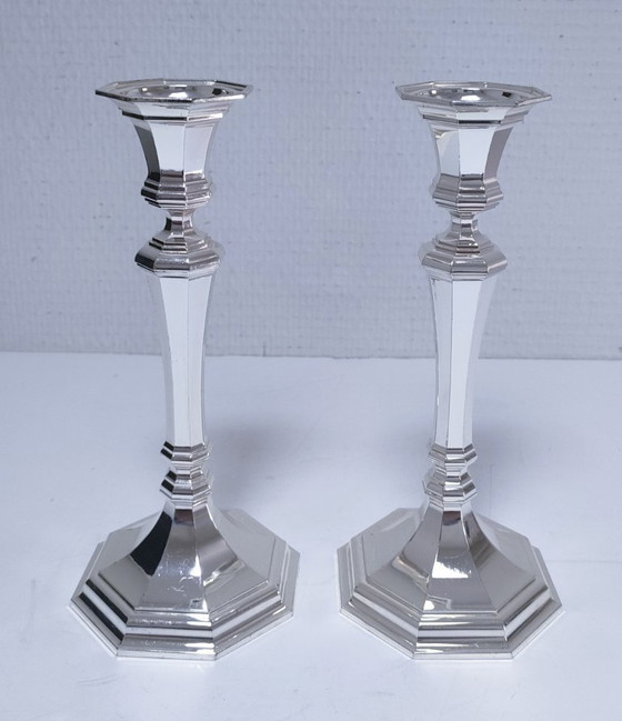 Image 1 of paar kerzenhalter bmf versilbertes metall geprägt