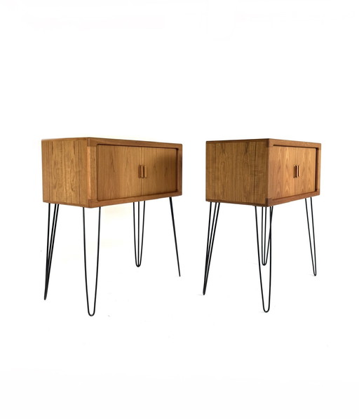 2x armoire murale vintage en épingle à cheveux, Silkenborg Møbelfabrik '70