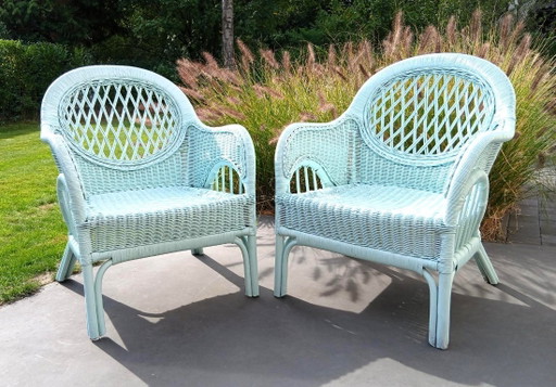 2 x Fauteuils charms en rotin Mesch