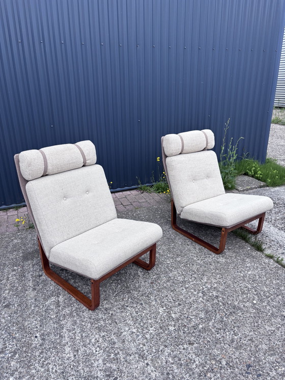 Image 1 of 2 stuks design vintage teak magnes olesen poltrona fauteuil