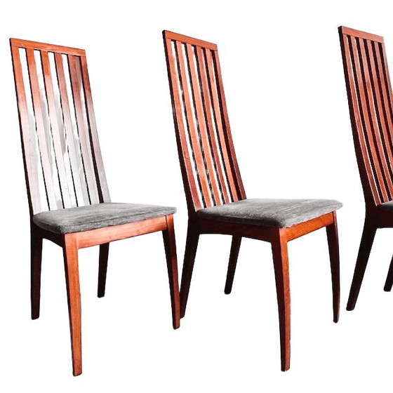 Image 1 of Cuatro sillas de comedor de diseño danés de mediados de siglo en color gris teca, años 70