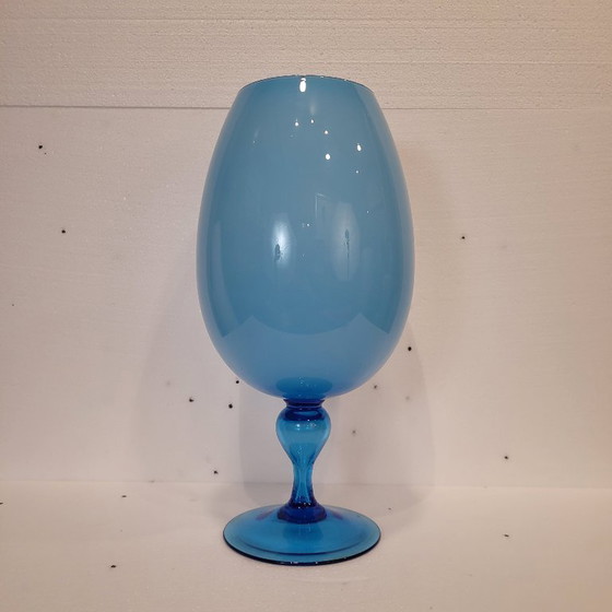 Image 1 of Gobelet/vase en cristal bleu opale, années 1970 – Italie