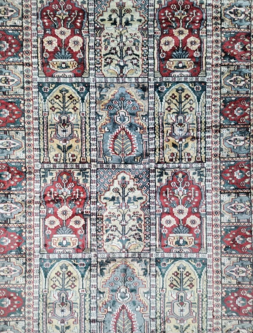 Handgeknüpfte persische Seiden-Kashmir-Teppichpaneele, 120 x 195 cm