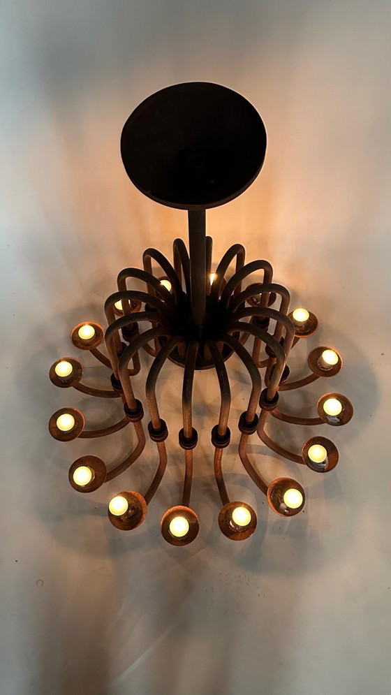 Image 1 of Monumental Antique 16-Arm Candle Chandelier