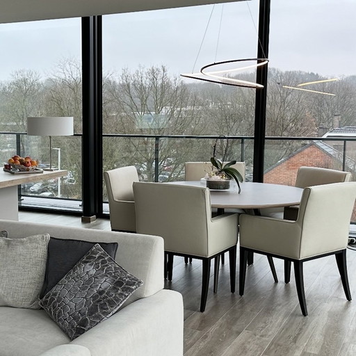 4x Carver Armchairs in Real Leather with Wenge Legs