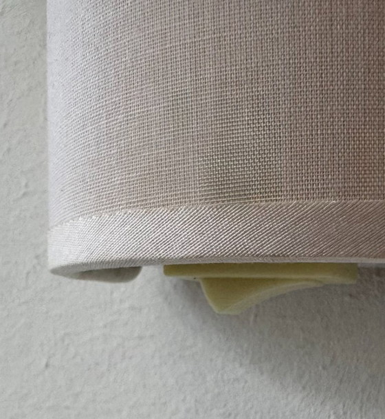 Image 1 of Paire d'appliques vintage, tissu beige, Arlus France 1980