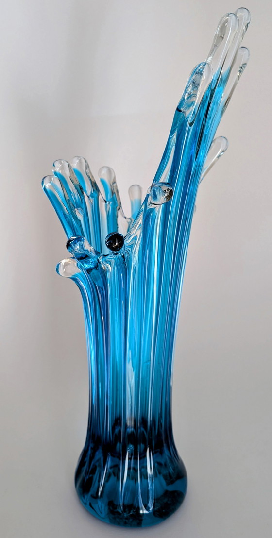 Image 1 of Sculptural Murano Glass Vase in Blue – 45 cm Italian Design