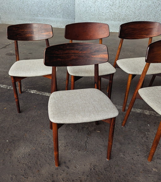 Seis sillas de palisandro de Harry Østergaard para Randers, años 60. 
