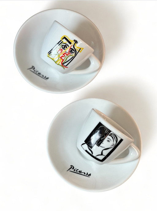 Two Porcelain Pablo Picasso Coffee Cups Plus Saucers